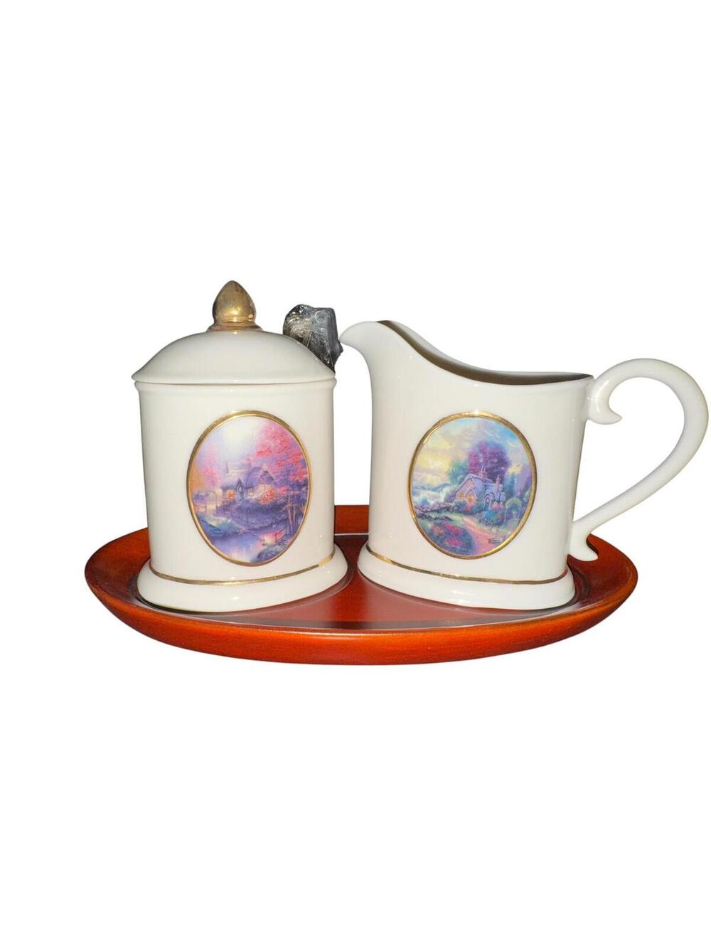 Thomas Kinkade Painter of Light Sugar & Creamer Porcelain Set New in Box